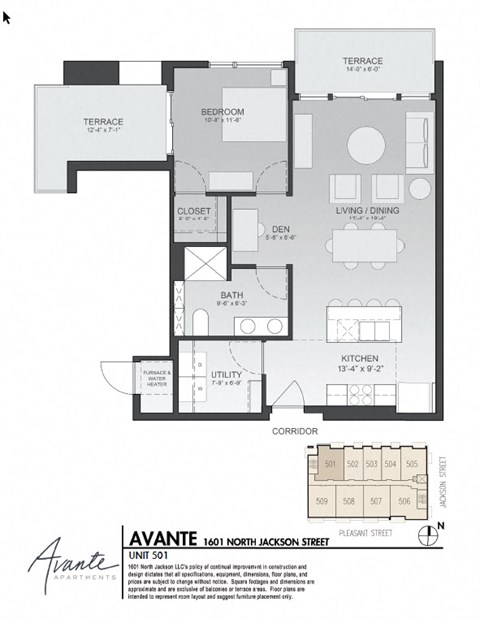 Floor plan for 1 bed, 1 bath, 818 sqft